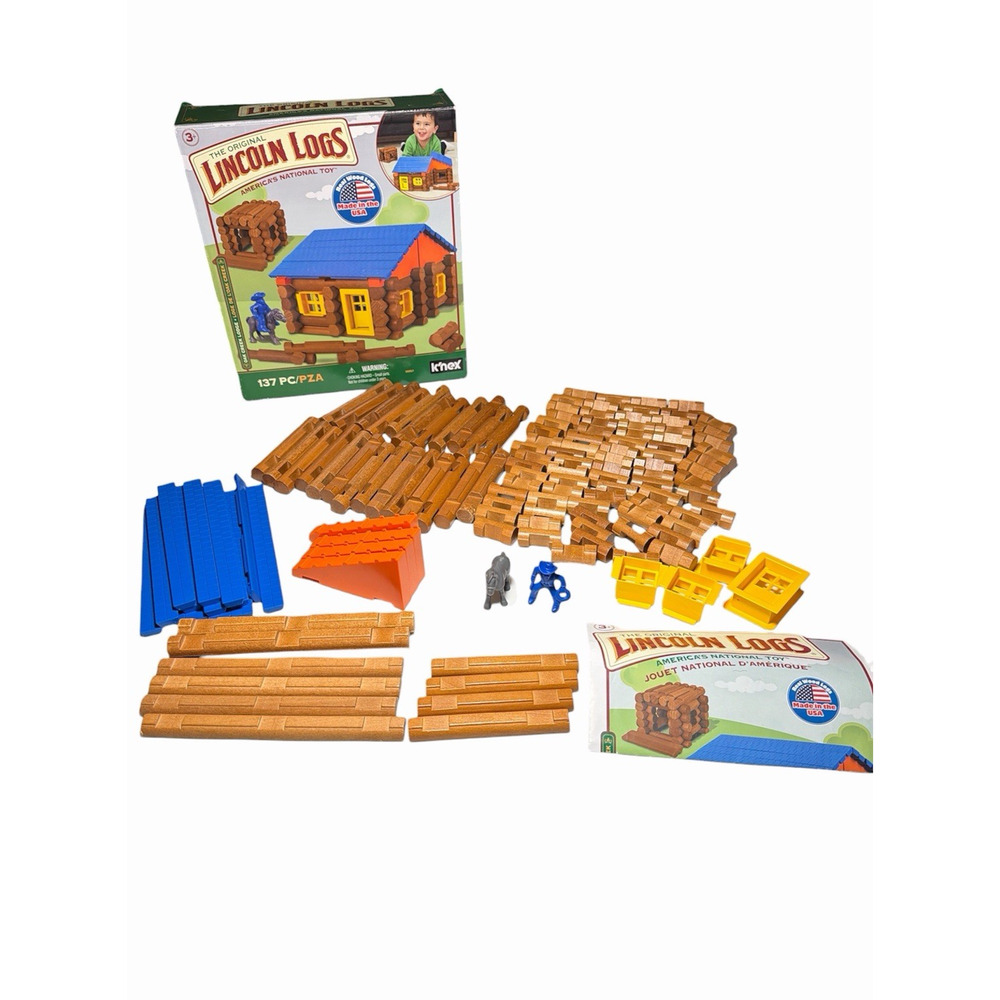 Oak Creek Lodge Lincoln Logs Building Set Real Wood 137 Pieces Complete in pcs!